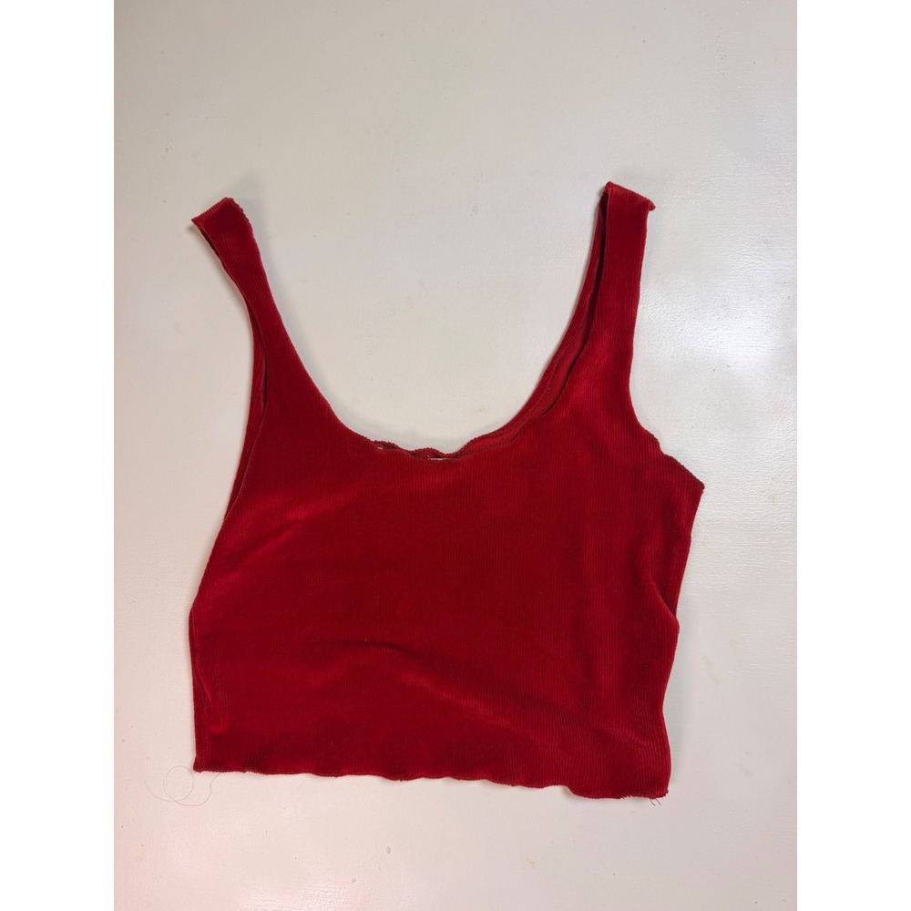 Threads Corduroy Crop Top Women Small Red Excellent Scoop Neck Sleeveless Ribbed